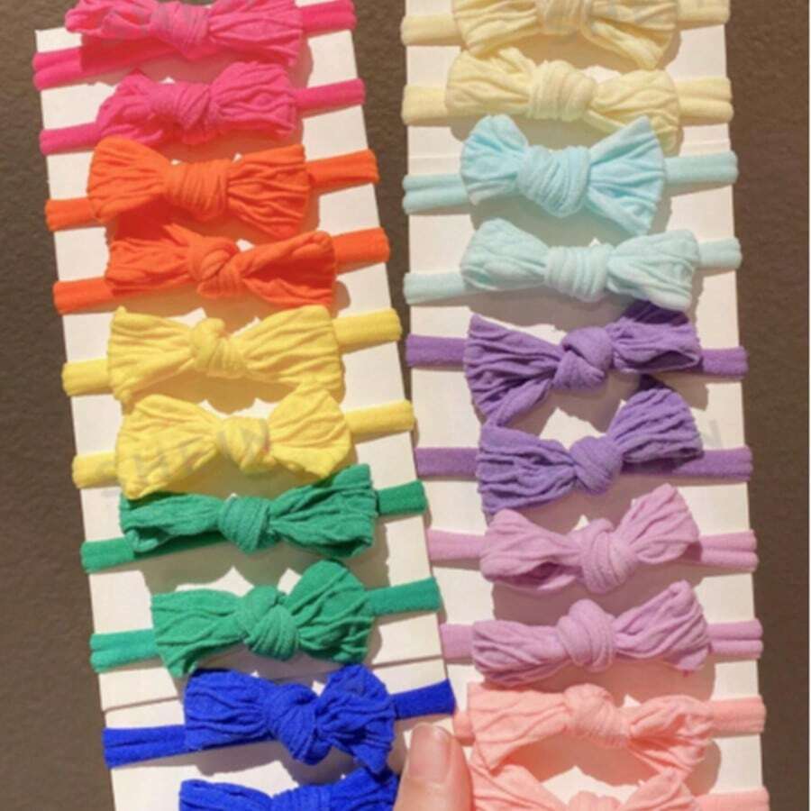 10/20pcs Colorful Bowknot Hair Ties For Women, Daily Wear, Ponytail Holders, Hair Elastics, Hair Rubber Bands, Hair Rope, Hair Accessories ,Head Piece - Multicolor - View 1