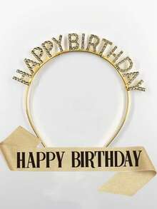 1 Chúc mừng sinh nhật, Mũ đội đầu cho bé gái sinh nhật, Phụ kiện tóc đính đá lấp lánh, Phụ kiện tóc tiệc sinh nhật, Quà tặng sinh nhật (Vàng, Bạc, Vàng hồng) - Bạc - Xem 21