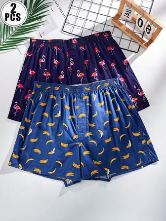 2pcs Men's Summer Vacation All-Over Print Comfortable Airy Pants, Suitable For Indoor And Outdoor Wear