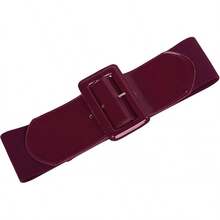 Women's Stretchy Belt 1950s 3 Inch Wide Elastic Belts - Burgundy - View 8