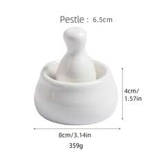 迷你白色陶瓷研钵和研杵套装，完整药丸研磨器，也适用于研磨香料、草药，陶瓷研磨碗，瓷质研磨器