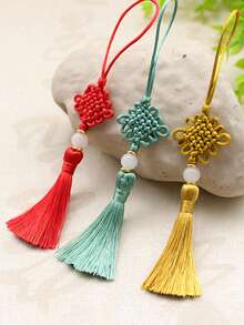 1 Pc Of Retro Chinese Style Tassel Pendant Bag Decoration Accessory Wearing Jade Bead Tassel Multifunctional USB Bookmark Car Pendant Suitable For Daily Use Fall