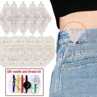 1/2/4件牛仔腰带，牛奶丝口袋贴片，蕾丝刺绣服装配饰，舒适