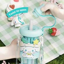 MINISO Cinnamoroll Popular Cartoon Vibrant Fruit Tea Space Cup 550mL/18.6oz.Unique Cup Body Design, Dual - Mode Of High - Quality Straw And Direct Drinking, Sealed And Leak - Proof, Suitable For Work, Leisure And Sports(1 Pc) - Blue - View 2