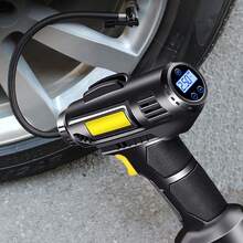 Car Air Compressor Digital Tire Inflator With Auto Stop – Portable Air Compressor W/ LED Light, 4 Pressure Units (PSI/BAR/KPA/Kg/Cm²), 8ft Cord & Needles For Cars, Bikes, Balls - 有綫 - 查看 1