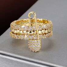 1 buah Cincin Sederhana 3 Lapis yang Dapat Dipisahkan dengan Batu Zirkonia Sintetis untuk Wanita - MultiWarna - View 28