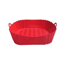 Silicone Air Fryer Pot Tray Food Reusable Square BBQ Barbecue Pad Plate Airfryer Oven Baking Mold Basket Pan For Kitchen - Red - View 6