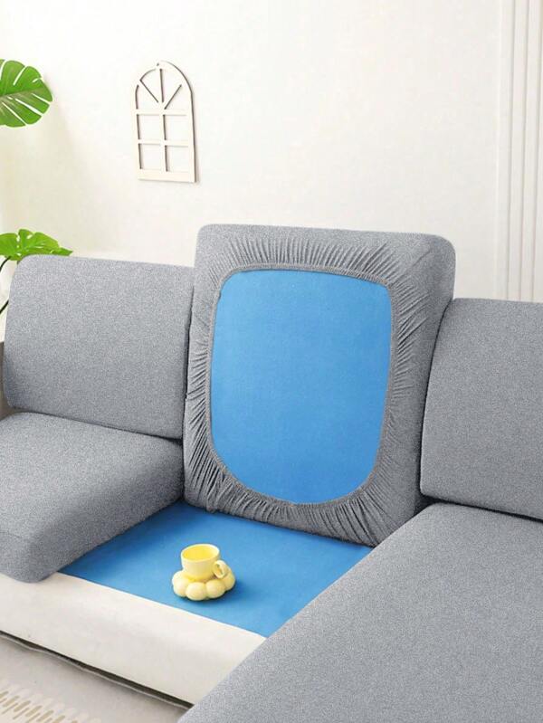 1pc Minimalist Modern Solid Color Milk Silk Elastic Sofa Seat Cushion Cover, Suitable For All Seasons