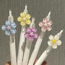 5/2/1pcs, 0.5mm Black Ink Refill Random Cute Floral Quick-Drying Ballpoint Pen, Adorable Flower Push Pen, Suitable For Students And Girls, Back To School Gift For Kids, Friends, Best Friends (Sakura Color Is Random)