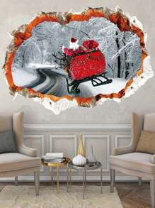 1 Stück Wandaufkleber Weihnachtsmann auf dem Weg, PVC Aufkleber Material, abnehmbar, selbstklebend, leicht abzulösen, geeignet für Wanddekoration, Hintergrund, Wohnzimmer, Schlafzimmer, Heimdekoration, selbstklebender Wandaufkleber, Feiertags-Dekoration, Geburtstag, Abschluss, Weihnachten, Weihnachtsbaum, Geschenk, Dekoration, Thanksgiving, Hochzeit, Herbst, Geburtstag, Geschenke, Party-Zubehör, Innenraum, Feiertage, Festivaldekor