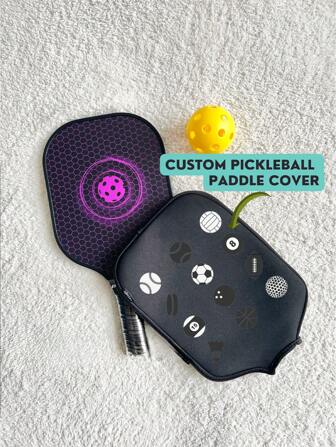 Personalized With Your Name And Picture, Pickle Ball Tennis Racket Cover, Anti-Fall Sports, Simple Portable Zipper Storage, Beach Ball Racket Cover, Table Tennis Racket Cover