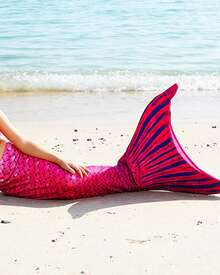 Mermaid Tails With Monofin For Girls And Boys Swimming Mermaid Swimsuit Bikini With Fins - 玫瑰紅 - 查看 3