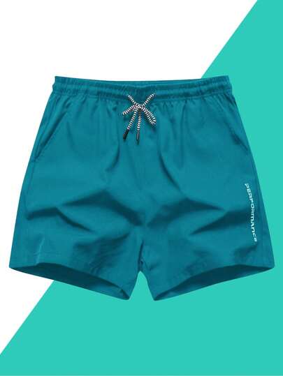 1 件男士透气抽绳跑步短裤，反光口袋图案印花，适合夏季锻炼、运动、户外活动