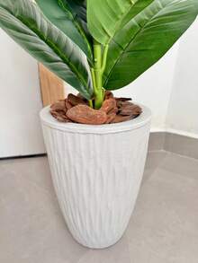 Artificial Ficus Lyrata With Wavy Cone Pot Home Garden - White - View 5