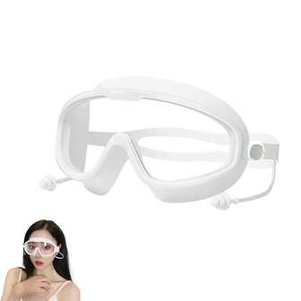 Swimming Goggles, Big Frame Swimming Goggle Women Men Adults Pool Goggles Waterproof Anti-Fog Swim Eyewear Unisex White Waterproof Anti-Fog Swim Goggles For Men & Women With Storage Box And Nose Clip