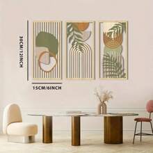 3pcs Sage Green Abstract Wooden Wall Art, Geometric Wood Wall Sculptures, Modern Artwork Neutral Wall Decor For Living Room Bedroom Office
