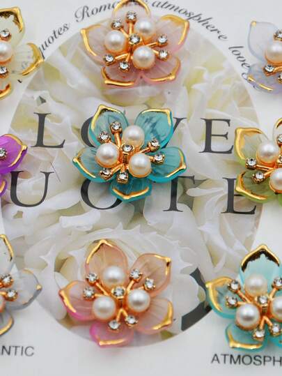 20/50/100pcs 25mm Gold Rim 5-Petal Flower DIY Decoration, Suitable For Jewelry, Shoes, Clothing, Bags, Gifts