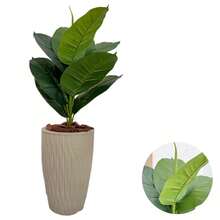 Artificial Ficus Lyrata With Wavy Cone Pot Home Garden - Beige - View 1