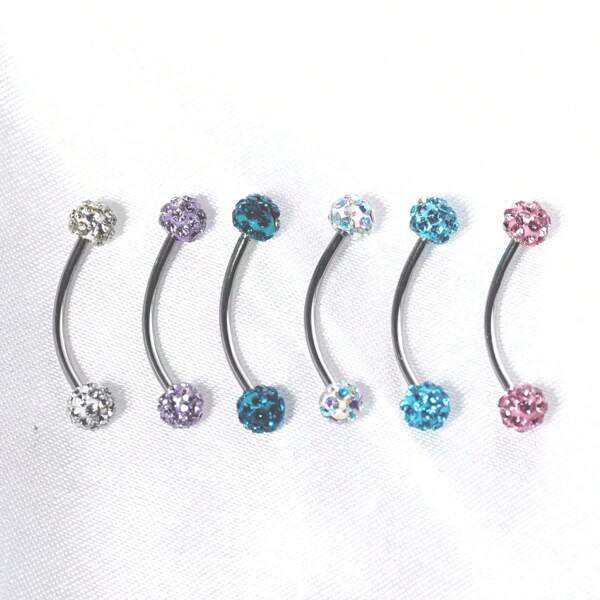 1pc/Set Rhinestone Eyebrow Ring, 3mm Stainless Steel Piercing Jewelry For Women
