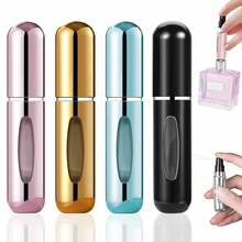 Portable Perfume Atomizer - Refillable Travel Perfume Bottle 5ml Spray Bottle - Refillable Mini Perfume Bottle - Refillable Leakproof Travel Perfume Atomizer - Bottom Direct Filling Perfume Dispenser Self-Pump Spray Bottle Aluminum Push-To-Drink Perfume Bottle - Multicolor - View 2
