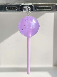 1pc Colorful Resin 3D Candy Lollipop Anti-Dust Plug Phone Charm Pendant, Suitable For Type C & Lightning Ports