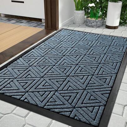 Yimobra Door Mat Outdoor Heavy Duty Durable Entrance Mat Outdoor Easy Clean Water Resistant 75x43cm Black