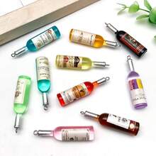 10 件树脂酒瓶吊饰啤酒杯饮料树脂仿制酒瓶逼真吊坠耳环项链钥匙扣吊饰适合初学者入门 DIY 珠宝制作配件 - 彩色 - 查看 6