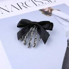 1pc Unique Bow Skull Claw Hair Clip Headpiece, Retro Duck Clip Hairpin For Halloween