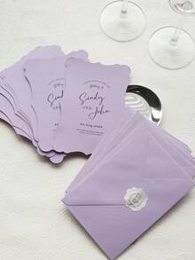 个性化彩色波浪边邀请函 CAD 定制 1/5/10/20 件婚礼生日和场合庆祝 - 周年纪念卡、圣诞节带隐私名片定制贺卡和信封生日卡感谢卡礼品卡，多功能，定制纸艺，个性化周年纪念日情人节母亲节生日父亲节毕业典礼婚礼乔迁 - 多色 - 查看 6