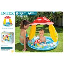 Intex Piscina para Bebé con hongos forma de setas La seta actúa de parasol y proporciona sombra parcial al niño  102x102x89 cm y capacidad para 45 litros/agua calidad oficial garantizada INTEX