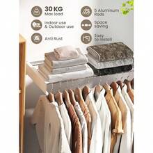 Wall Mounted Clothes Airer Retractable Foldaway Laundry Clothes Drying Rack 30kg Capacity With 5 Rods For Indoor Outdoor Saving Space - 80 cm x 40 cm x 10cm - View 4