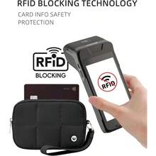 WESTBRONCO Puffer Wristlet Wallets For Women RFID Nylon Wallet With Zipper Quilted Purse For Travel Credit Card Holder Phone - 深粉紅色 - 查看 7