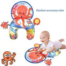 XLiKaa Baby Head Lifting Training Pillow, U-Shaped Tummy Time Pillow With Hanging Toys, Gift For Baby Boys And Girls