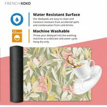 French KOKO Desk, Large Desk Pad Large Mouse Pad Cute Desk Accessories Home Office Essentials XL Desk Desk Pad Keyboard Mouse Desk Pads On Top Of Desks Computer Pink Floral Women Girls - 綠色花朵 - 查看 5