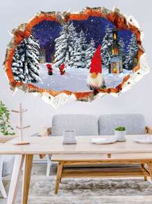 1 Stück Wandaufkleber Weihnachtsmann auf dem Weg, PVC Aufkleber Material, abnehmbar, selbstklebend, leicht abzulösen, geeignet für Wanddekoration, Hintergrund, Wohnzimmer, Schlafzimmer, Heimdekoration, selbstklebender Wandaufkleber, Feiertags-Dekoration, Geburtstag, Abschluss, Weihnachten, Weihnachtsbaum, Geschenk, Dekoration, Thanksgiving, Hochzeit, Herbst, Geburtstag, Geschenke, Party-Zubehör, Innenraum, Feiertage, Festivaldekor