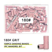 100pcs Pink Small Sanding Bands For Nail Drill Bit, 1pc 3mm Drill Bit, Mini Grit Sanding Bands With Polishing Natural Nails And Cleaning Cuticle For Preparation, 120#/150#/180#/240# Grit - Multicolor - View 9