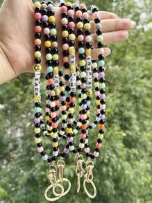 1 buc stiluri Boho mixte colorate mat acrilic mărgele din lemn breloc cu cuvintele TEACH MISS cadouri pentru profesori viața de zi cu zi suport pentru insignă breloc accesorii auto geantă farmecul școlii