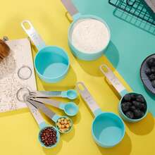 8 unids/set taza medidora y cuchara de acero inoxidable con escala para hornear y cocinar precisos herramientas de medición de postres de granos - Blanco - Ver 4