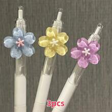 5/2/1pcs, 0.5mm Black Ink Refill Random Cute Floral Quick-Drying Ballpoint Pen, Adorable Flower Push Pen, Suitable For Students And Girls, Back To School Gift For Kids, Friends, Best Friends (Sakura Color Is Random)