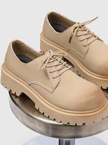 Modische Herrenschuhe, rutschfeste und strapazierfähige Lederschuhe, Lässig & Formelle Schuhe, beliebte Oxfords mit dicker Sohle - D77 Khaki - Übersicht 5