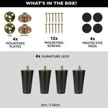 4pcs Tapered Furniture Legs With 4 Nuts, 4 Washers And 12 Screws, Wooden Furniture Feet, Suitable For Cabinets, Sofas, Vanities, Chairs - Multicolor - View 14