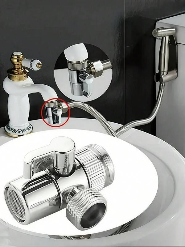 1/2 Stücke Duschkopf Umstellventil 3-Wege Zinklegierung Duscharm Umstellventil Wasserhahn Verbinder für Toilette, Bidet, Dusche Zubehör