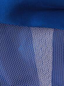 Vestido largo de princesa con bordado y malla para niñas preadolescentes, elegante vestido de gala con mangas abullonadas, adecuado para fiestas, diadema no incluida - azul real - Ver 11