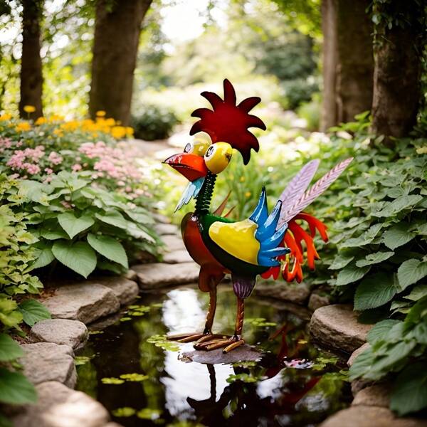Figura decorativa de gallo de metal, decoración animal creativa para el jardín, Navidad, adecuada para dormitorio, sala de estar
