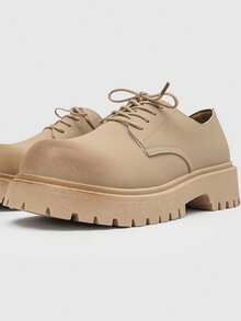 Modische Herrenschuhe, rutschfeste und strapazierfähige Lederschuhe, Lässig & Formelle Schuhe, beliebte Oxfords mit dicker Sohle - D77 Khaki - Übersicht 2