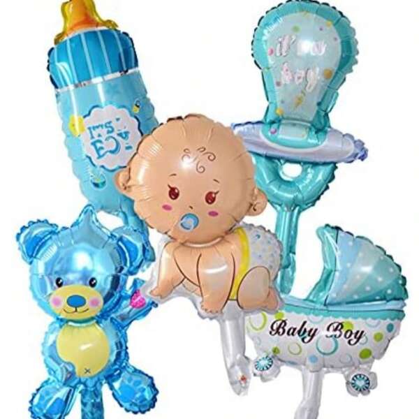 5pcs Mini Size Bab-Bo Milk Bottle Car Foil Balloons Pink Mini Size Bab-Y-G-Irl Air Balloons Birthday Shower Party Decoration Air Balloons It`S A Gil Decorations For BB Shower (Can Not Float )