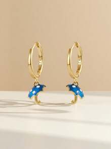 1 Pair Cute Small Blue Enamel Umbrella Pendant 925 Sterling Silver Earrings – Perfect For Ladies' Daily & Holiday Party Wear | Ideal Birthday, Halloween & Christmas Jewelry Gift