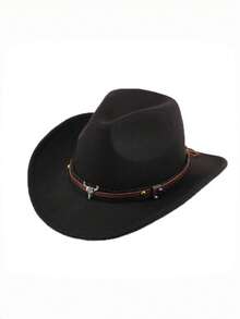 Western Cowboy Hat For Men Women Classic Roll Up Fedora Hat With Buckle Belt - Multicolor - View 12