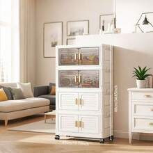 1/2/3/4/5/6 层 17.72 英寸厚家用储物柜 - 可折叠带轮，容量大，可存放杂物、零食、玩具和衣服，适用于厨房、卧室、客厅和浴室