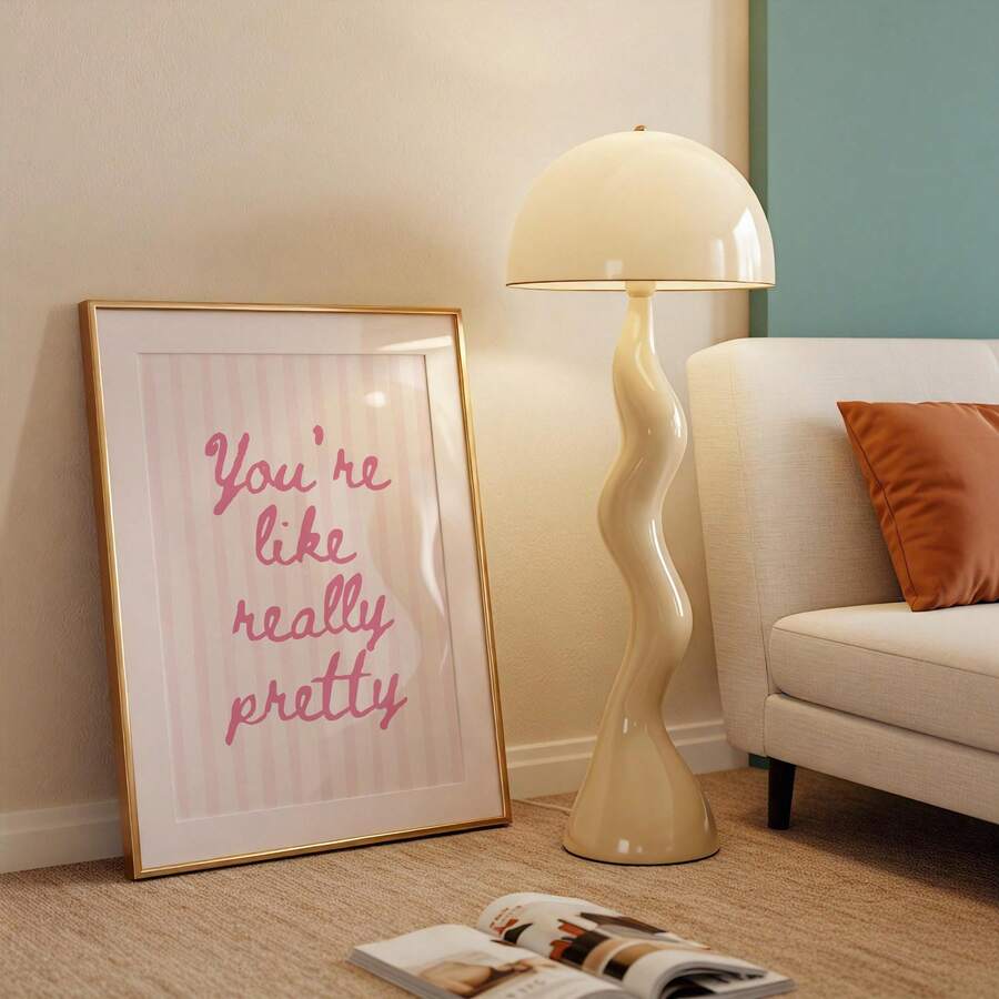 1pc You're Like Really Pretty Wall Art Picture Pink Striped Prints Canvas Paintings Self Love Typography Posters Preppy Quote Decor For Bedroom,Living Room,Dorm Y2k Apartment Room Decor Gift For Her Unframed Or Framed